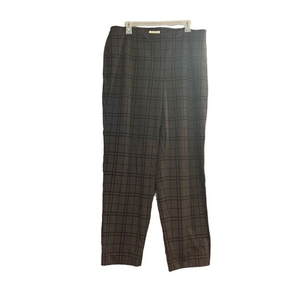 Talbots Women’s Checked Stretch Velvet Rayon Blend Pants Brown Size 16W - Picture 1 of 9